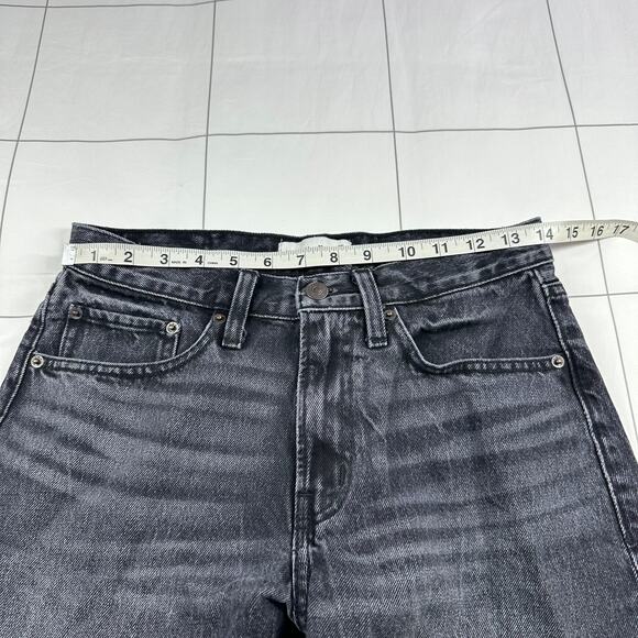 Abercrombie & Fitch Shorts Womens 25 Black Gray Mid Rise Boyfriend Denim Cut Off - Picture 6 of 10